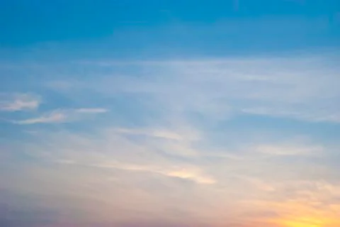 Sunset with soft blue sky background  Stock Photos