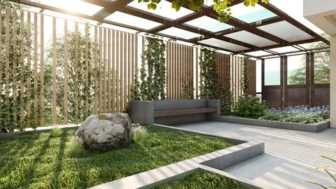 Sunset Soiree Rooftop Interior Design Ideas for a Perfect Summer Getaway Stock-Illustration