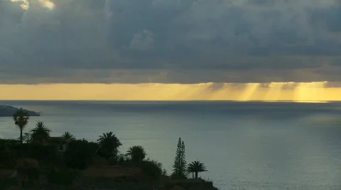Sunset with some really cool shadows over the ocean. Stock Footage 375699