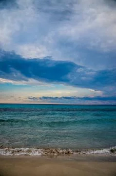 Sunset in Son Bou, Spain, on a cloudy evening Foto stock