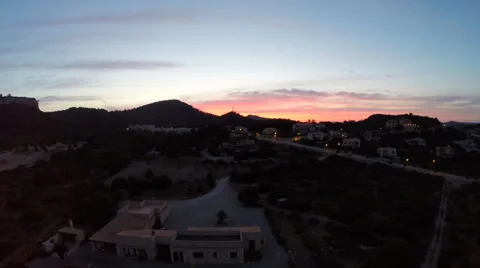 Sunset in Son Servera - Aerial Flight, Mallorca Stock Footage 38664984
