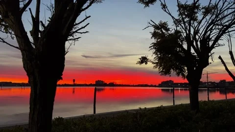 Sunset on the Sottomarina lagoon Video stock 221134480