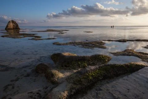 Sunset at Source d'argent beach Seychelles Stock Photos