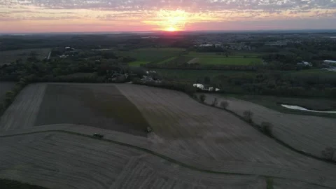 Sunset Soy Harvest Stock Footage 166177199