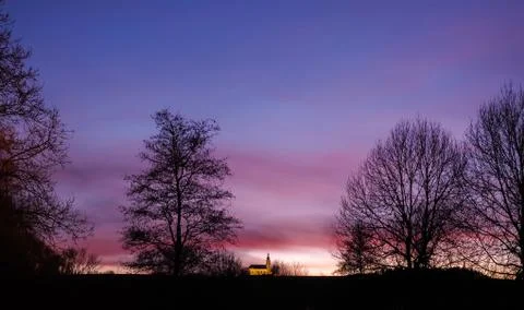 Sunset in the spa park in Bad Koetzting, Bavaria Stock Photos