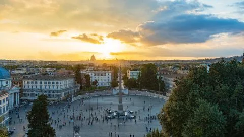 Sunset in a square in Rome Fotos de archivo