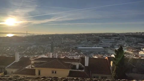 Sunset St. George Castle, Lisbon, Portugal, Europe. Stock Footage 172501567