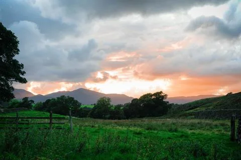 Sunset at St Johns in the Vale valley Stock Photos
