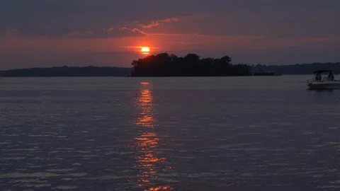 Sunset on the St Lawrence River Video stock 162357870