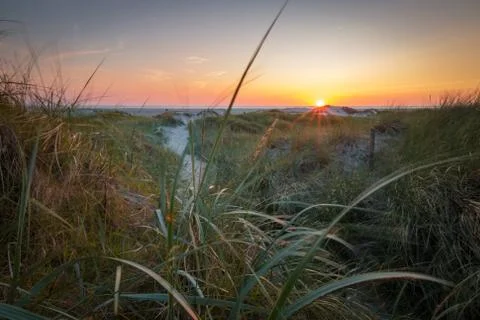 Sunset St. Peter-Ording beach Stock Photos