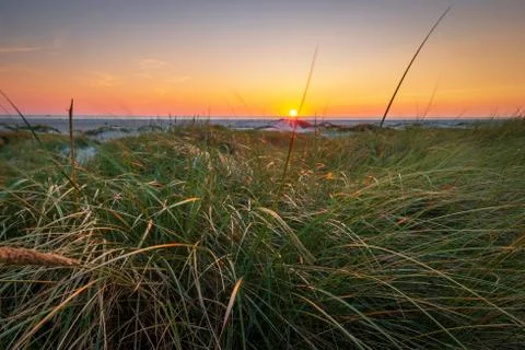 Sunset St. Peter-Ording beach Stock Photos