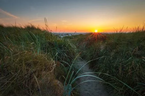Sunset St. Peter-Ording beach Stock Photos