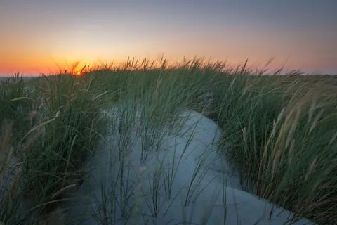 Sunset St. Peter-Ording beach Stock Photos