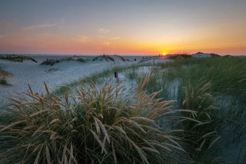 Sunset St. Peter-Ording beach Stock Photos