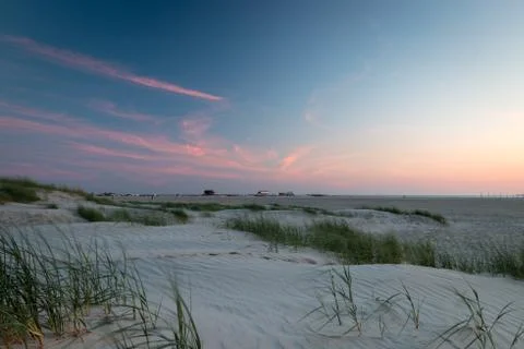 Sunset St. Peter-Ording beach Stock Photos