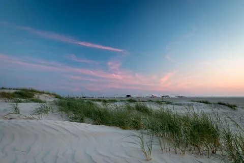 Sunset St. Peter-Ording beach Stock Photos