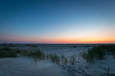 Sunset St. Peter-Ording beach Stock Photos