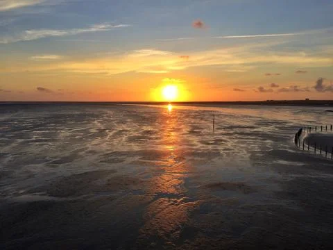 Sunset St. Peter-Ording Stock Photos