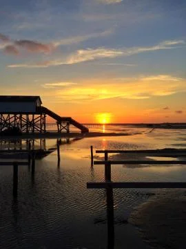 Sunset St. Peter-Ording Stock Photos