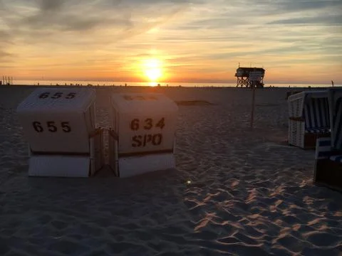 Sunset St. Peter-Ording Stock Photos