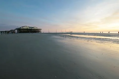 Sunset St. Peter-Ording Stock Photos