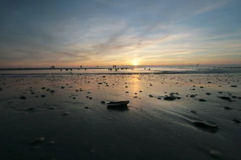 Sunset St. Peter-Ording Stock Photos