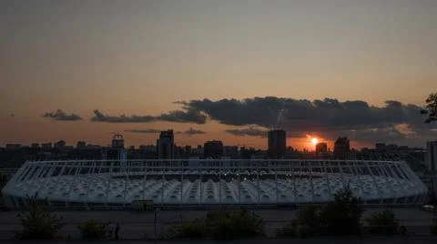 Sunset- Stadium Kyiv Stockfoto's