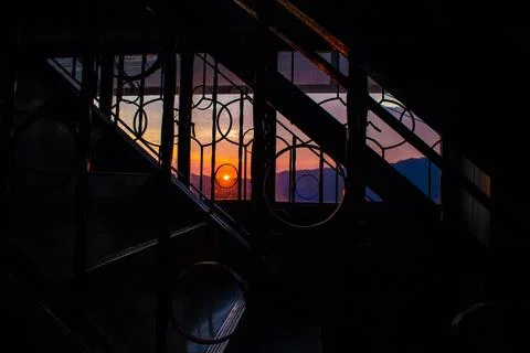 Sunset Stairs 库存照片