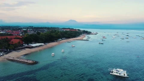 Sunset static aerial balinese beach Stock Footage 156565896