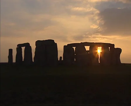 Sunset at Stonehenge stone circle Stock Footage 39694794
