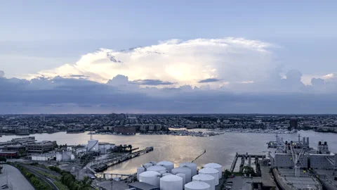 Sunset Storm Approaching-02 H265-444 Rec.2020F 4KUHD 30 UHQ Stock Footage 204085615