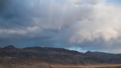 Sunset Storm Clouds Over Desert Mountain Range Timelapse Stock Footage 294129218