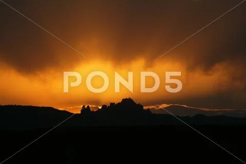 Sunset with storm clouds in Utah Stock Photos