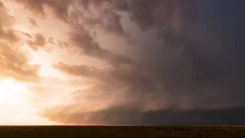 Sunset Storm with Lightning in Kansas Stock Footage 272749618