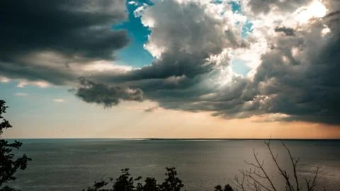 Sunset storm in the sky over Trieste Stock Photos
