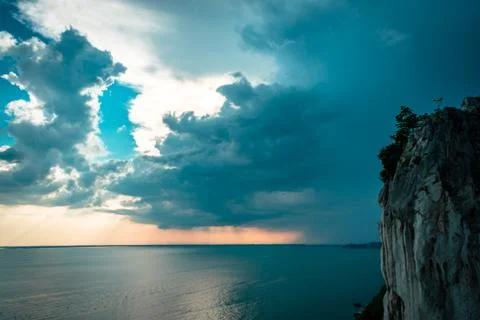 Sunset storm in the sky over Trieste Stock Photos