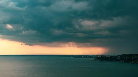 Sunset storm in the sky over Trieste Foto stock