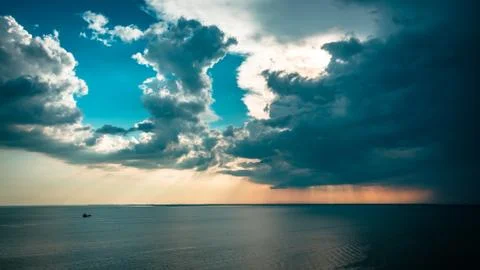 Sunset storm in the sky over Trieste Stock Photos
