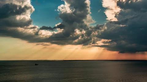Sunset storm in the sky over Trieste Stock Photos