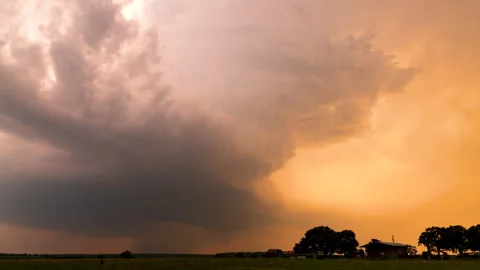 Sunset storm spins in Texas Stock Footage 272750532