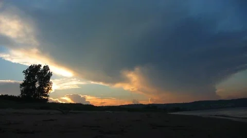 Sunset Storm Time Lapse Stock Footage 11449142