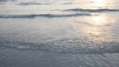 Sunset storm waves crashing during windy Stock Footage 74513517
