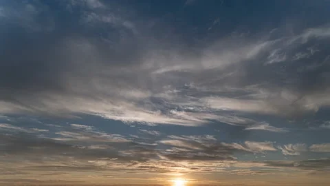 Sunset with stormy clouds flow Stock Footage 160337441