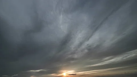 Sunset with stormy clouds flow Stock Footage 160340429