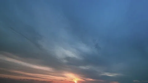Sunset with stormy clouds flow Stock Footage 160341364