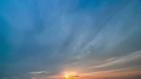 Sunset with stormy clouds flow Stock Footage 160342047