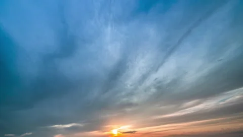 Sunset with stormy clouds flow Stock Footage 160342328
