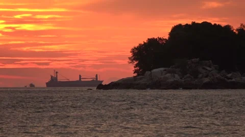Sunset, Straits of Malacca, Malaysia Video stock 176637706