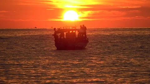 Sunset, Straits of Malacca, Malaysia Stock Footage 176647462