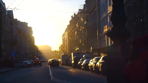 Sunset on the street 库存影片 106096806